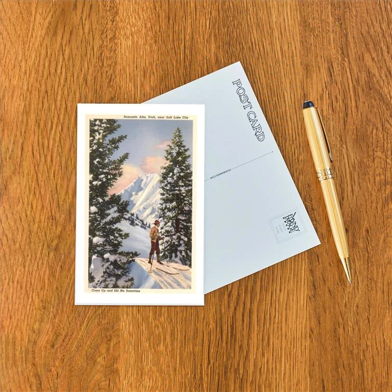 UT-199 Skier at Alta, Utah - Vintage Image Postcard, Pack of 10