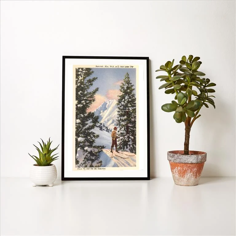 UT-199 Skier at Alta, Utah - Vintage Image Art Print, Individual Print