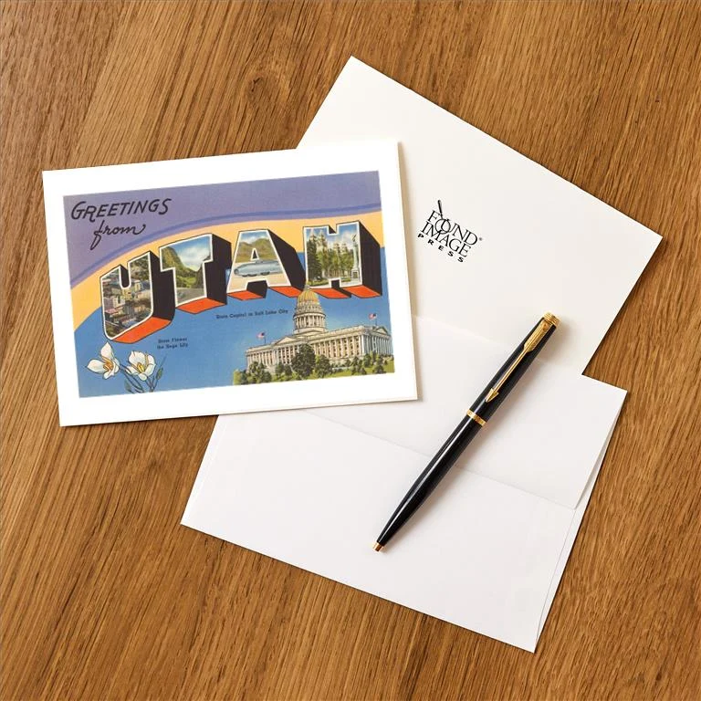 UT-44 Greetings from Utah - Vintage Image Greeting Card, Pack of 4