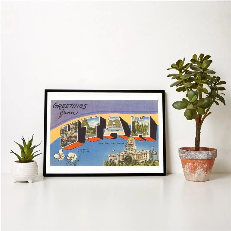 UT-44 Greetings from Utah - Vintage Image Art Print, Individual Print