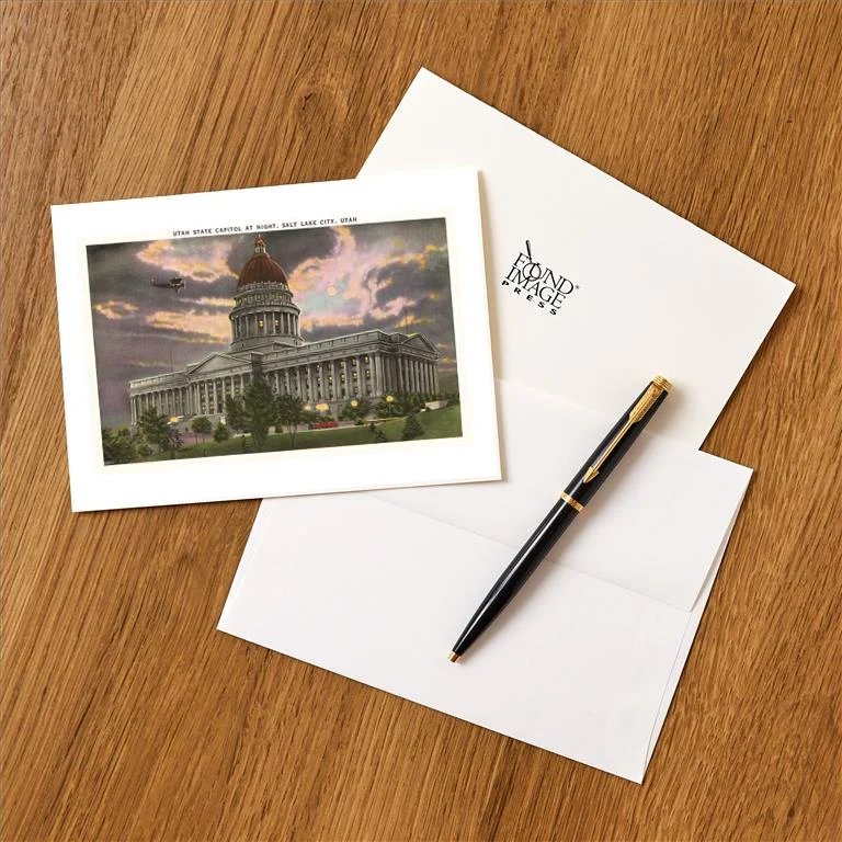 UT-114 State Capitol, Salt Lake City, Utah - Vintage Image Greeting Card, Pack of 4