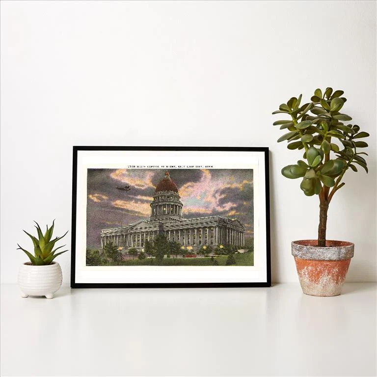 UT-114 State Capitol, Salt Lake City, Utah - Vintage Image Art Print, Individual Print