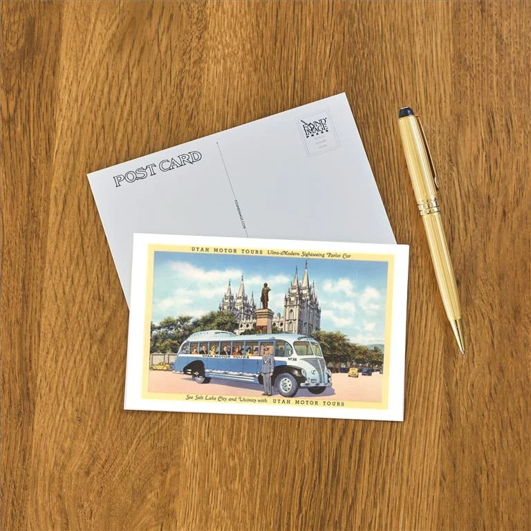 UT-112 Tour Bus in Salt Lake City, Utah - Vintage Image Postcard, Pack of 10