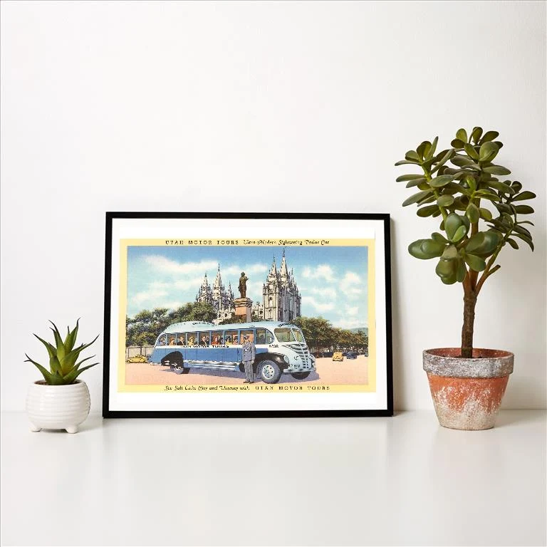 UT-112 Tour Bus in Salt Lake City, Utah - Vintage Image Art Print, Individual Print