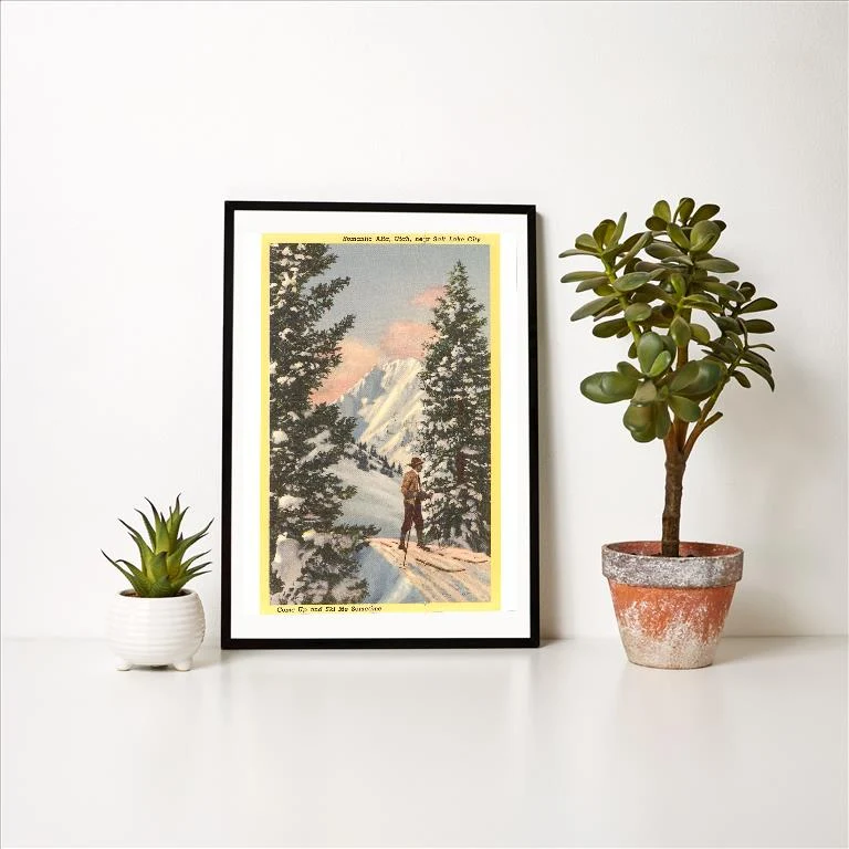 UT-59 Alta Ski Resort, Salt Lake City, Utah - Vintage Image Art Print, Individual Print
