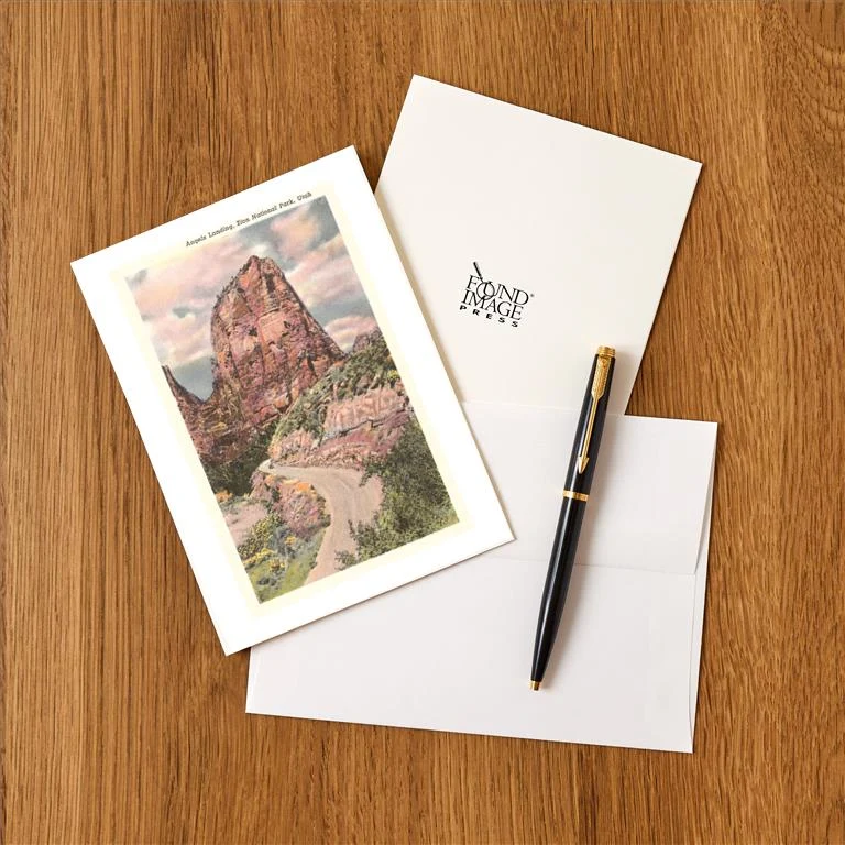 UT-234 Angels Landing, Zion - Vintage Image Greeting Card, Pack of 4