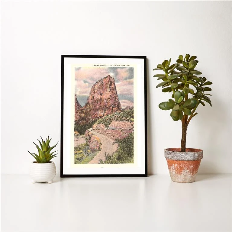 UT-234 Angels Landing, Zion - Vintage Image Art Print, Individual Print