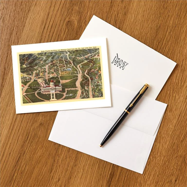 UT-76 Aerial View, State Capitol, Salt Lake City, Utah - Vintage Image Greeting Card, Pack of 4