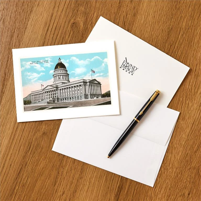 UT-18 State Capitol, Salt Lake City, Utah - Vintage Image Greeting Card, Pack of 4