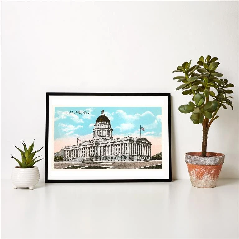 UT-18 State Capitol, Salt Lake City, Utah - Vintage Image Art Print, Individual Print