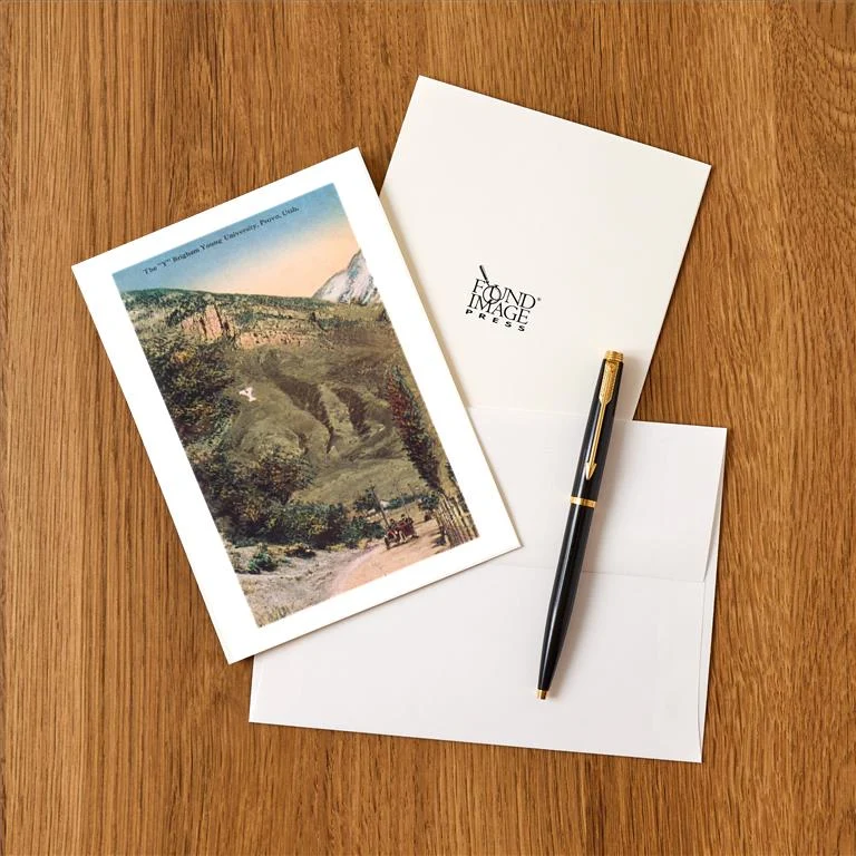 UT-192 The Y, BYU, Provo, Utah - Vintage Image Greeting Card, Pack of 4