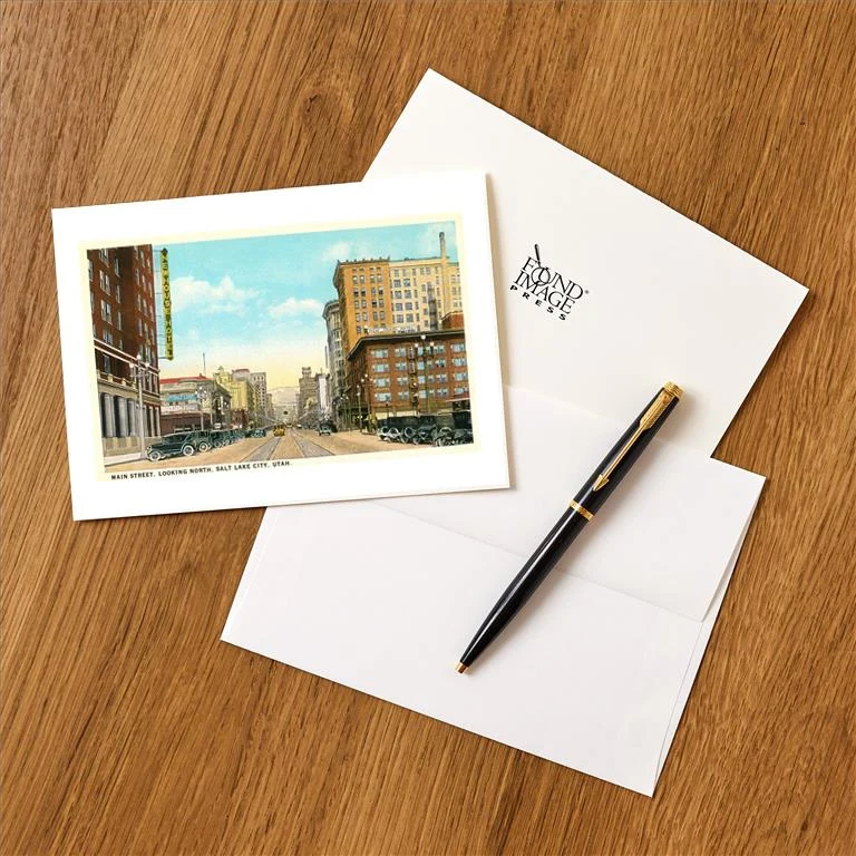 UT-217 Main Street, Salt Lake City - Vintage Image Greeting Card, Pack of 4