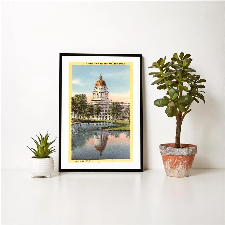 UT-68 State Capitol, Salt Lake City, Utah - Vintage Image Art Print, Individual Print