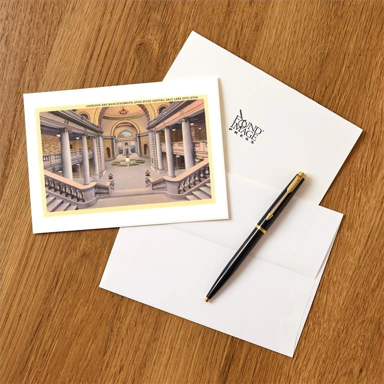 UT-95 Interior, State Capitol, Salt Lake City, Utah - Vintage Image Greeting Card, Pack of 4