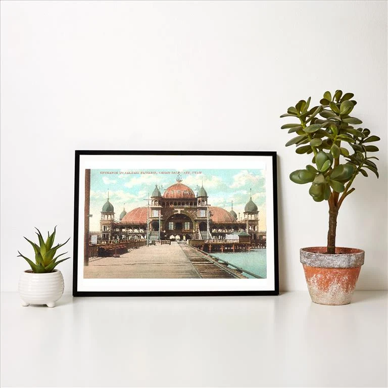 UT-181 Saltair Pavilion, Salt Lake City, Utah - Vintage Image Art Print, Individual Print