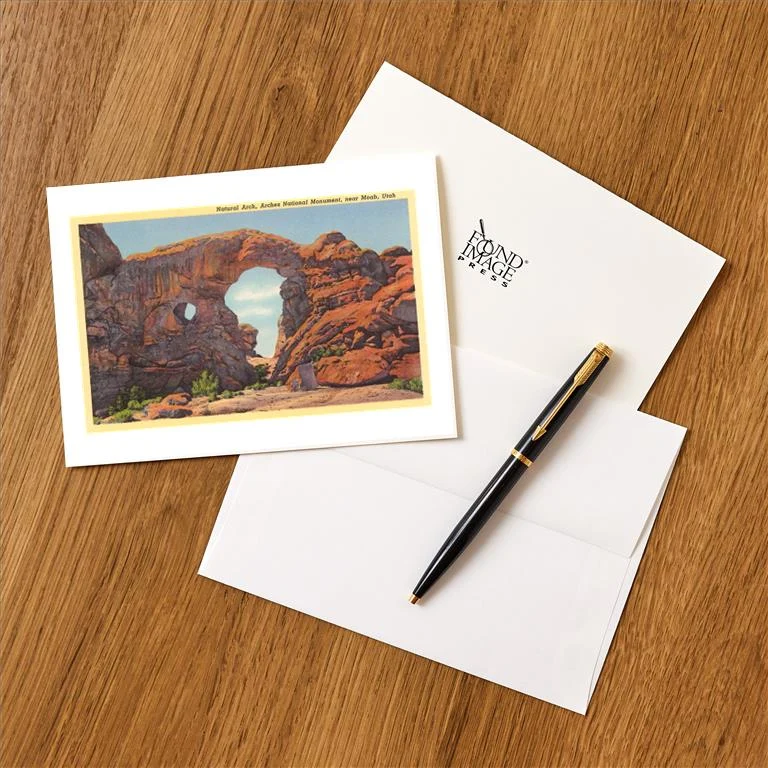 UT-128 Natural Arch, Moab, Utah - Vintage Image Greeting Card, Pack of 4