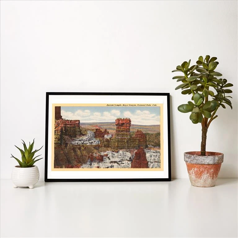 UT-30 Ancient Temple, Bryce Canyon, Utah - Vintage Image Art Print, Individual Print