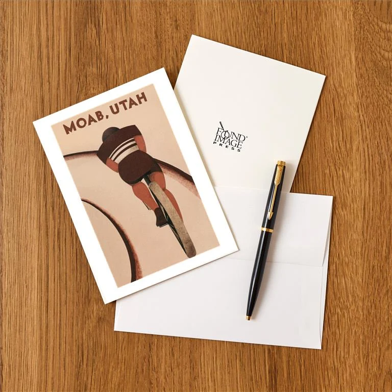 UT-229 Moab, Bicyclist - Vintage Image Greeting Card, Pack of 4