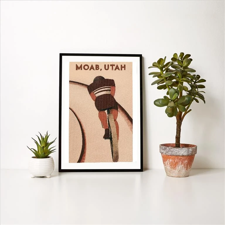 UT-229 Moab, Bicyclist - Vintage Image Art Print, Individual Print