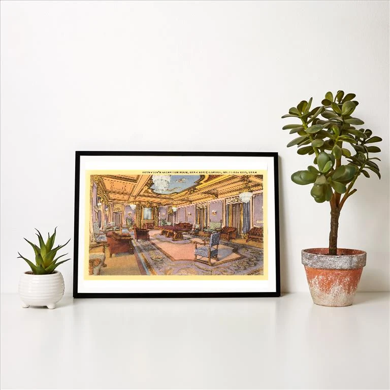 UT-96 Reception Room, State Capitol, Salt Lake City, Utah - Vintage Image Art Print, Individual Print
