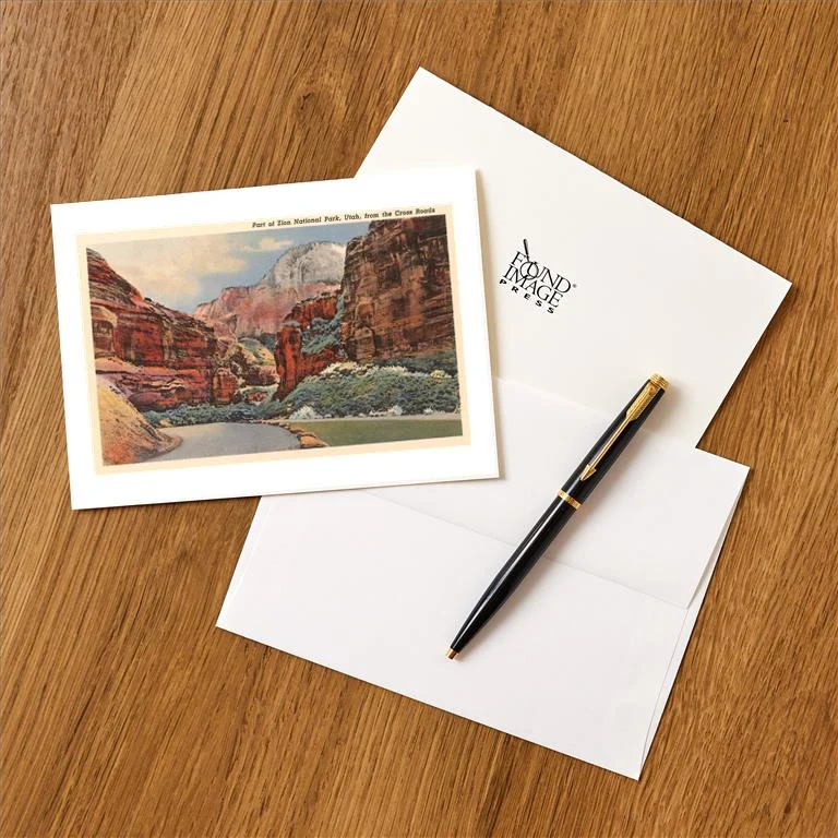 UT-05 Zion National Park, Utah - Vintage Image Greeting Card, Pack of 4