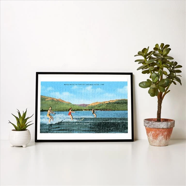 UT-228 Water Skiers, Pineview Lake - Vintage Image Art Print, Individual Print