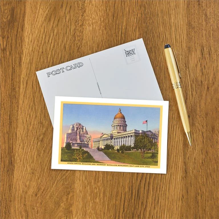 UT-194 Capitol, Mormon Battalion Monument, Salt Lake City, Utah - Vintage Image Postcard, Pack of 10