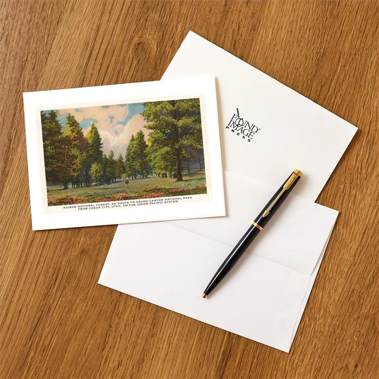UT-28 Kaibob National Forest, Cedar City, Utah - Vintage Image Greeting Card, Pack of 4