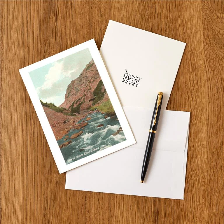 UT-02 Ogden River and Canyon, Utah - Vintage Image Greeting Card, Pack of 4