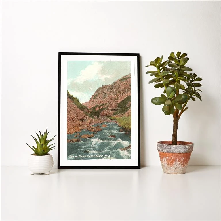 UT-02 Ogden River and Canyon, Utah - Vintage Image Art Print, Individual Print