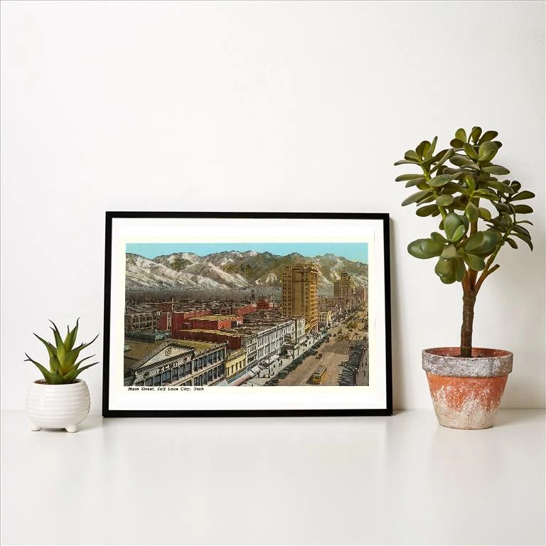 UT-38 Main Street, Salt Lake City, Utah - Vintage Image Art Print, Individual Print