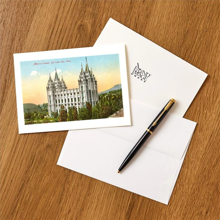 UT-65 Mormon Temple, Salt Lake City, Utah - Vintage Image Greeting Card, Pack of 4