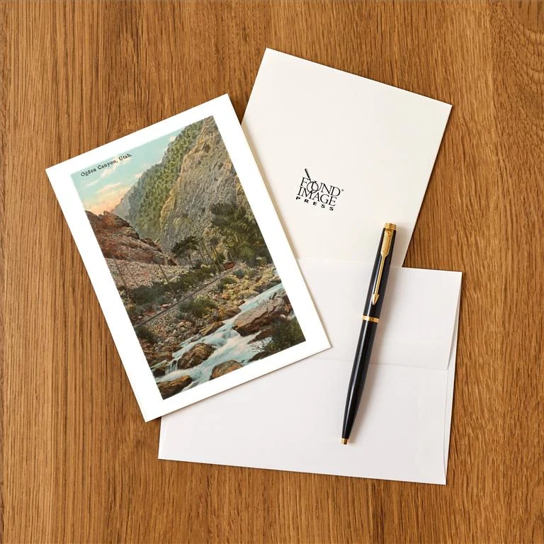 UT-07 Ogden Canyon, Utah - Vintage Image Greeting Card, Pack of 4