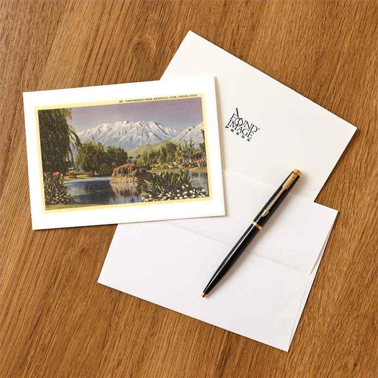 UT-138 Mt. Timpanogos, Provo, Utah - Vintage Image Greeting Card, Pack of 4