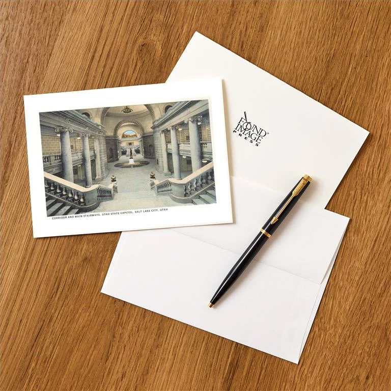 UT-172 Staircases, State Capitol, Salt Lake City, Utah - Vintage Image Greeting Card, Pack of 4
