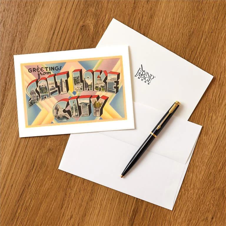 UT-50 Greetings from Salt Lake City, Utah - Vintage Image Greeting Card, Pack of 4