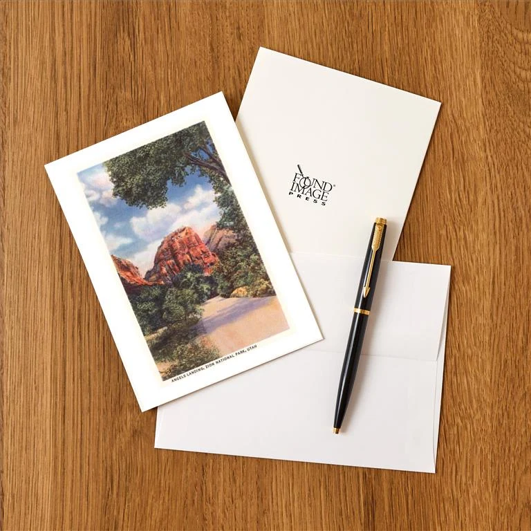 UT-79 Angel's Landing, Zion National Park, Utah - Vintage Image Greeting Card, Pack of 4