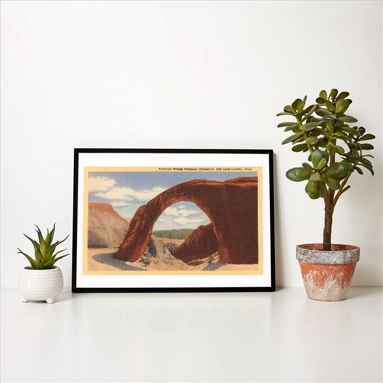 UT-06 Rainbow Bridge Rock Formation, Utah - Vintage Image Art Print, Individual Print