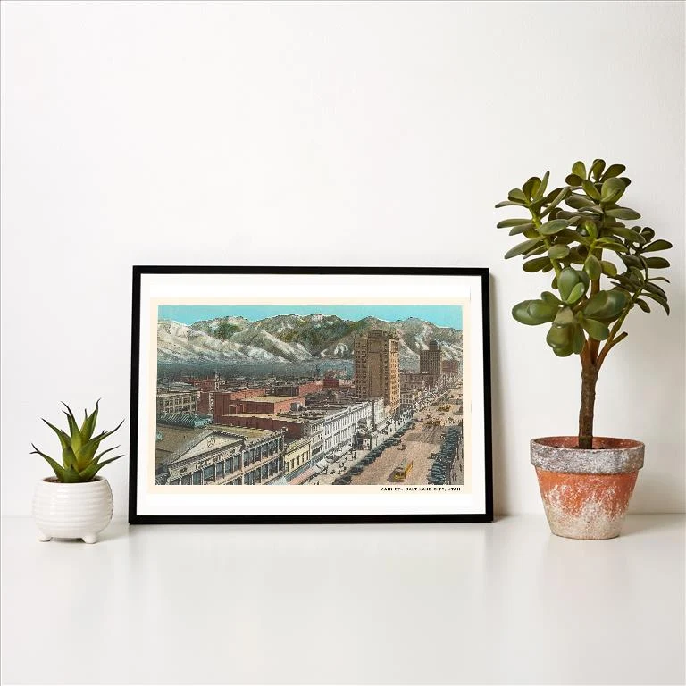UT-196 Main Street, Salt Lake City, Utah - Vintage Image Art Print, Individual Print