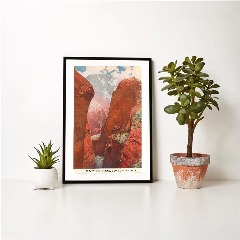 UT-226 Great White Throne, Zion - Vintage Image Art Print, Individual Print