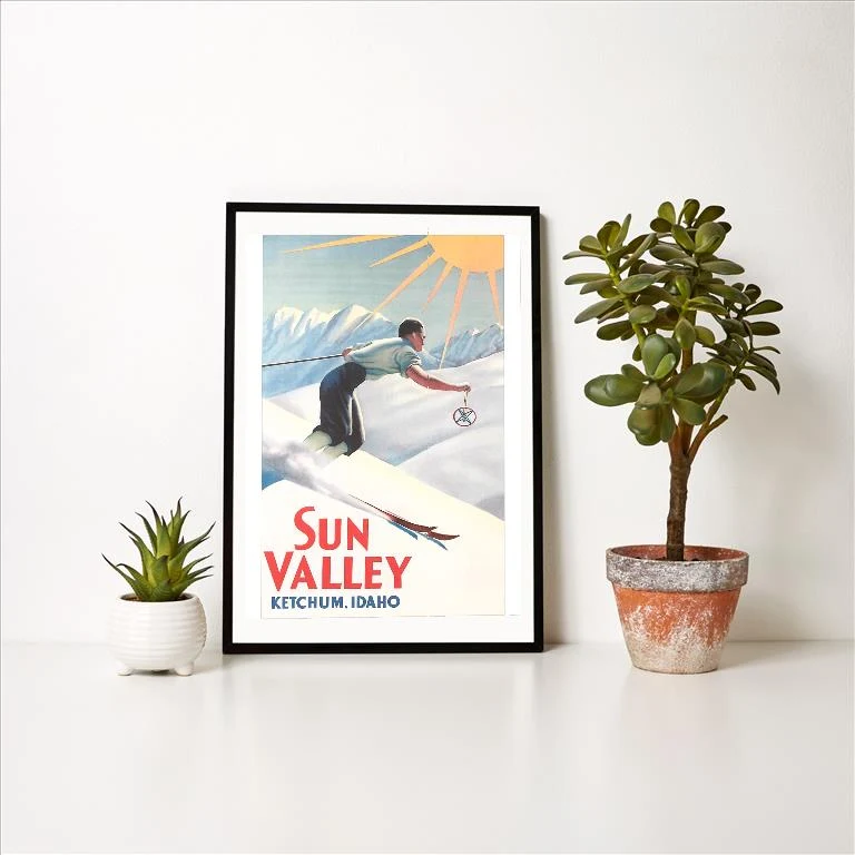 WS-169 Sun Valley Travel Poster - Vintage Image Art Print, Individual Print