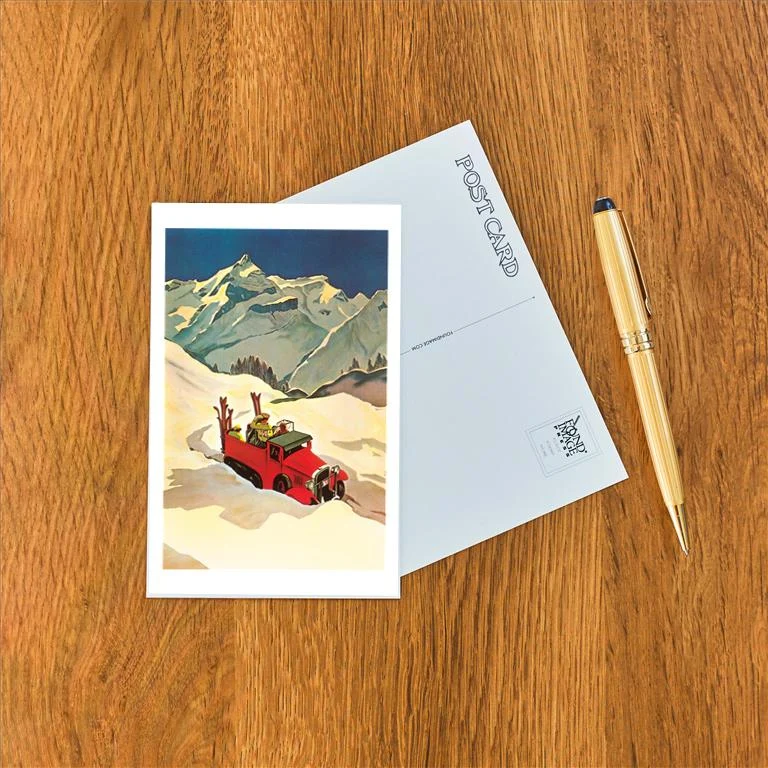 WS-52 Truck in Snow with Skiers - Vintage Image Postcard, Pack of 10