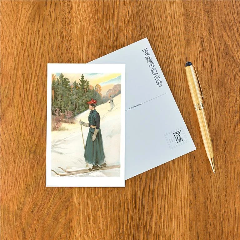 WS-205 Women Skiers in Dresses - Vintage Image Postcard, Pack of 10