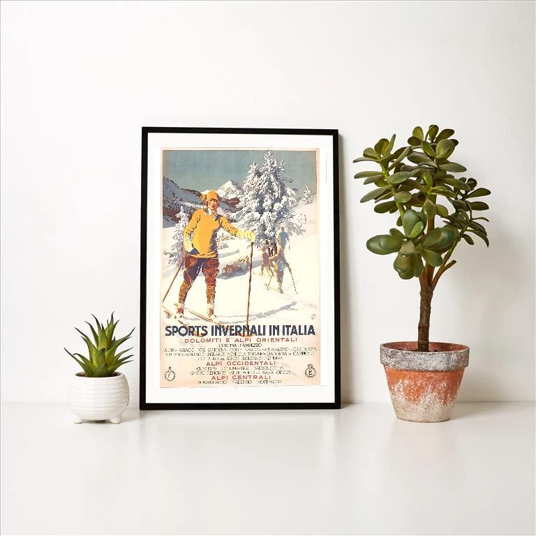 WS-183 Winter Sports in Italy - Vintage Image Art Print, Individual Print