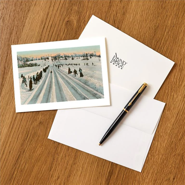 WS-85 Bobsledding Competition - Vintage Image Greeting Card, Pack of 4
