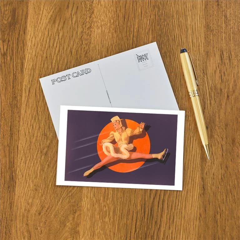 WS-93 Ice Dancer Doing Splits - Vintage Image Postcard, Pack of 10