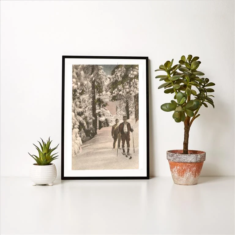 WS-24 Cross-Country Skiers - Vintage Image Art Print, Individual Print