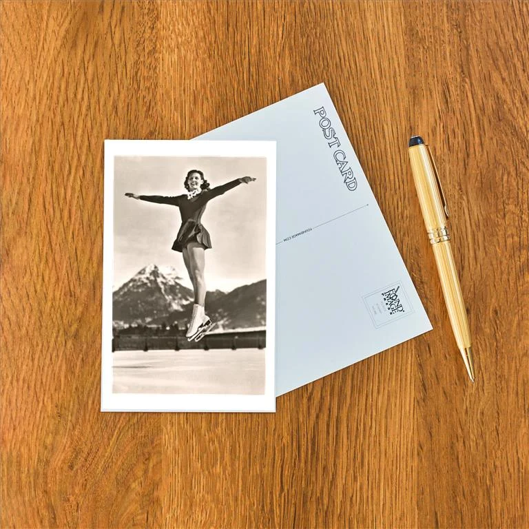 WS-04 Figure Skater Doing Jump - Vintage Image Postcard, Pack of 10