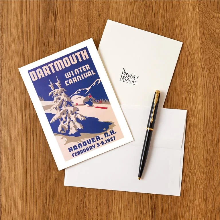 WS-175 Poster for Dartmouth Winter Carnival - Vintage Image Greeting Card, Pack of 4