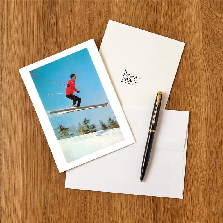 WS-35 Airborne Skier - Vintage Image Greeting Card, Pack of 4